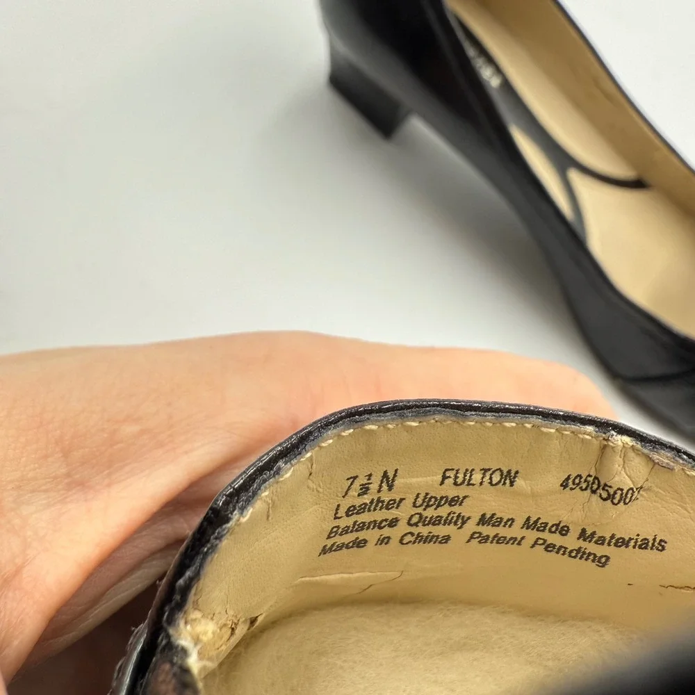 Naturalizer‎ Fulton Black Leather Square Toe Low Heel Loafer Shoes 7 1/2 N Y2K
